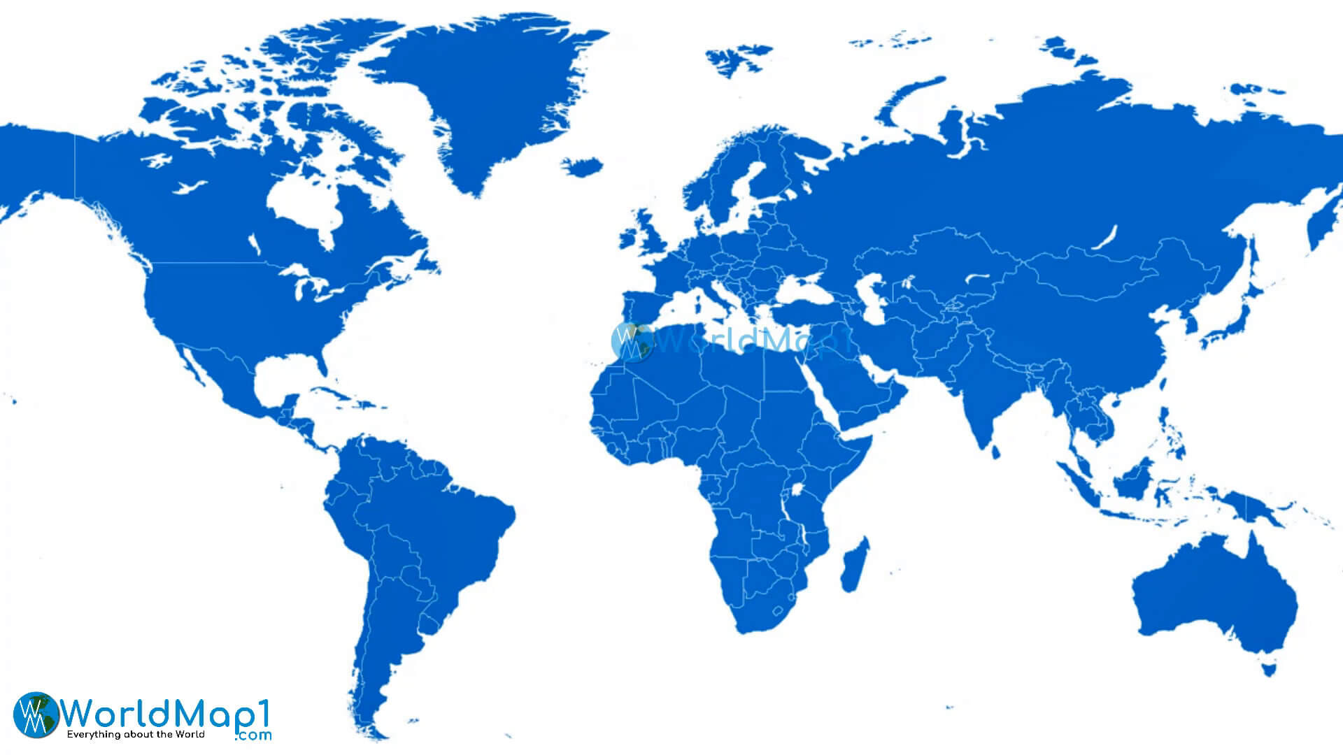 Carte vierge du monde bleu